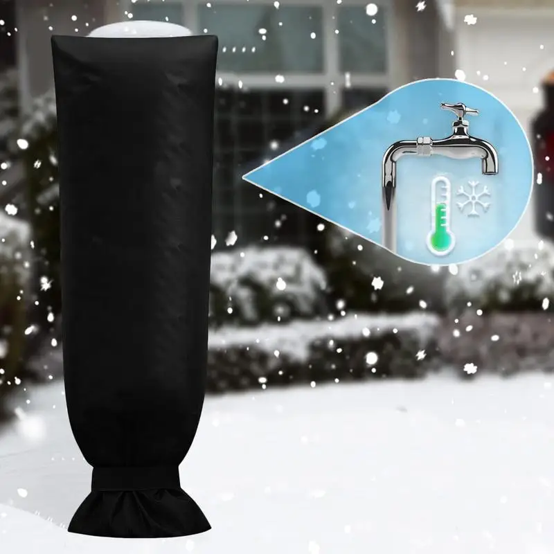 Water Spigot Winter Cover Reusable Water Pipe Covers Black Outdoor Faucet Covers For Winter Waterproof Sturdy Pipe Covering