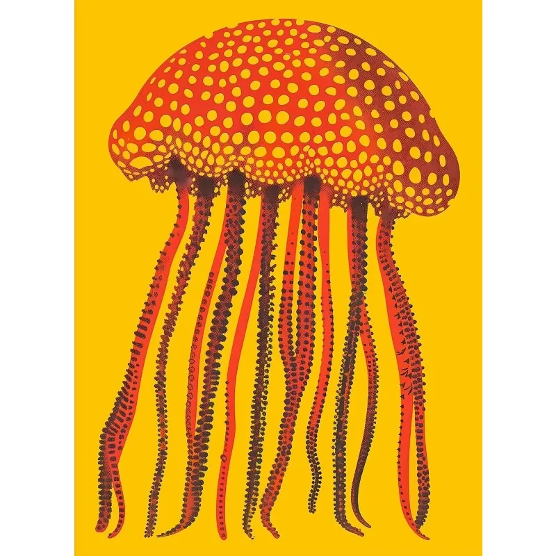1pcs(No frame)Yayoi Kusama Inspired Jellyfish Psychedelic Poster Japanese Minimalist Canvas Painting Wall Art for Living Room