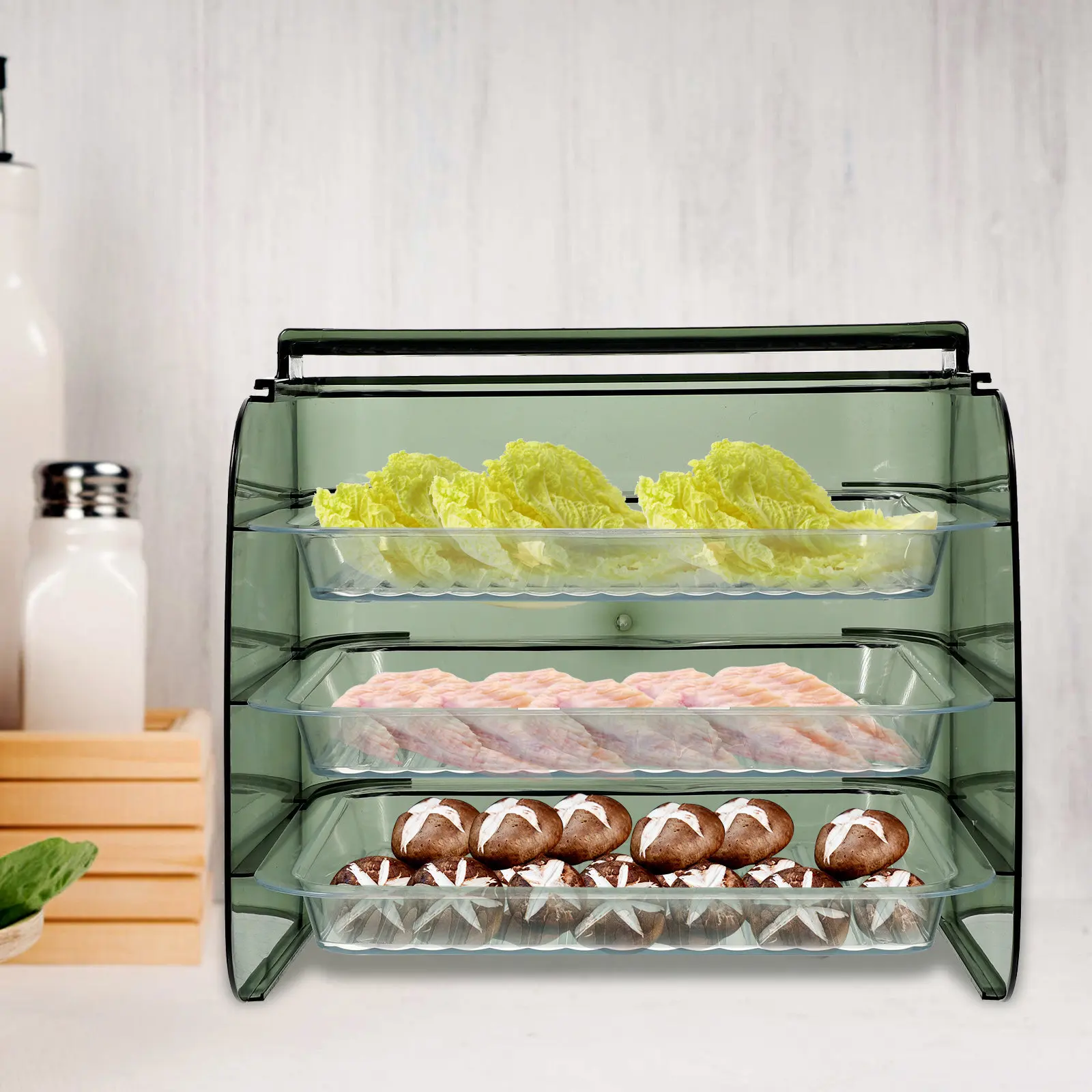 

Layered Food Plate Rack Heavy-Duty Kitchen Storage Shelf for Side Dish Preparation Vegetable Fruit Tray Hotpot Serving Organizer