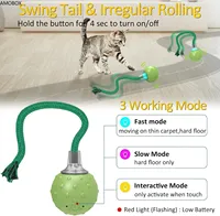 AMOBOX Interactive Cat Tail Toy,Motion Activated Automatic with Moving Sound/USB Rechargeable Ball Bird Teaser/Simulation Long