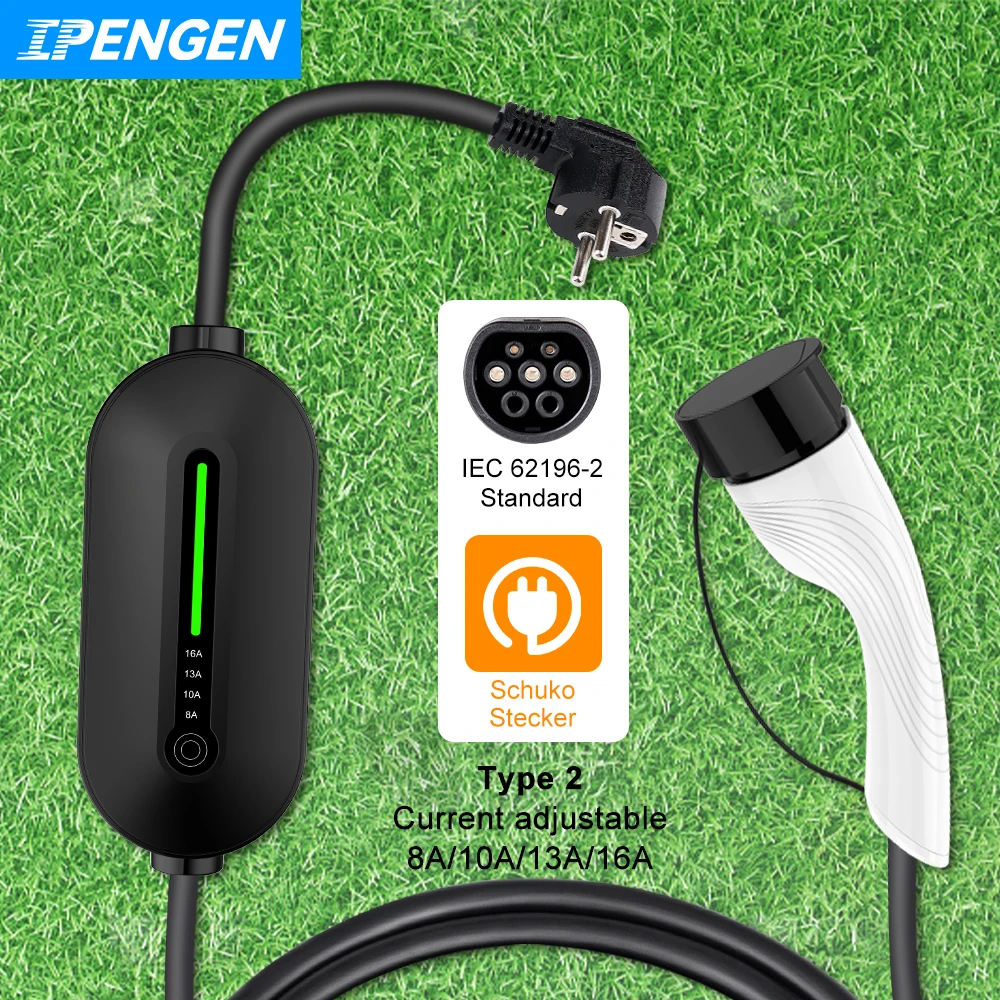 IPENGEN Electric Car Charger TYPE 2 IEC62196-2 3.5KW Portable EV Charging Cable EV Charger Station Wallbox EVSE