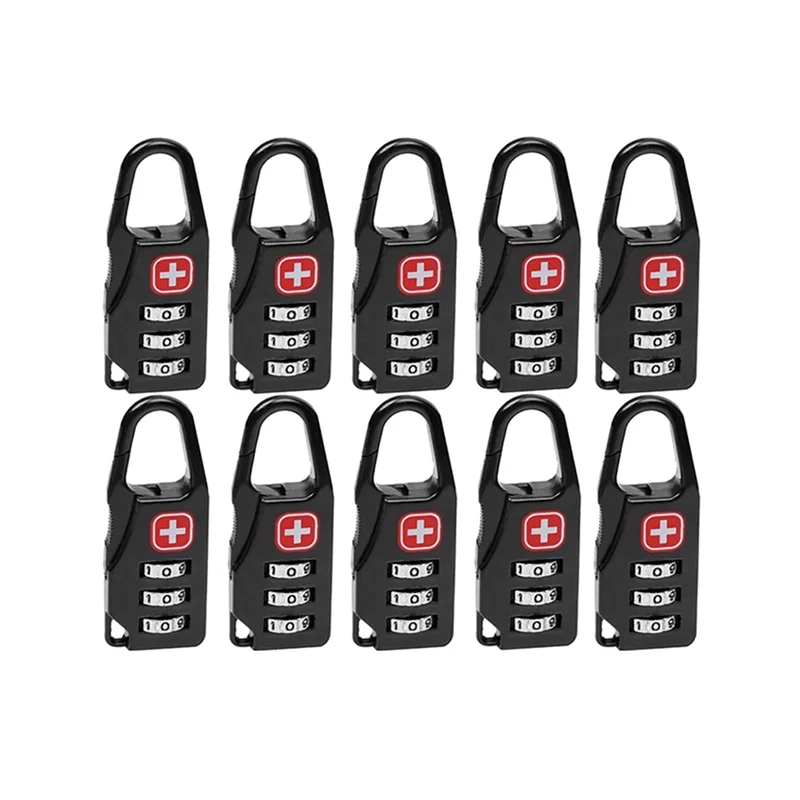 AB15-10PCS Lucchetto con lucchetto in lega portatile Bagagli da viaggio all'aperto Zaino con cerniera Borsa Combinazione antifurto sicura Durevole Facile T