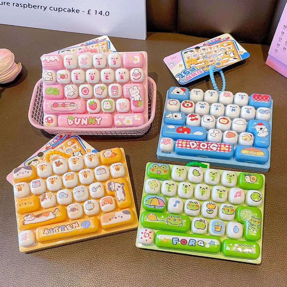 Best seller 26Grid Keycap Clicker Anti Stress Fidget Keyboard Keychain Decompression Button Cartoon Hand Relax Party Favor Gift