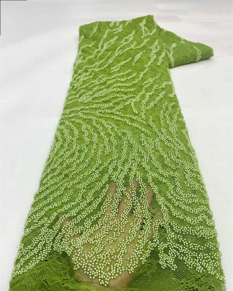 Luxury African Fabric Lace 5 Yards With Embroidery High Quality  Sequin French Beaded Lace Fabric For Sewing
