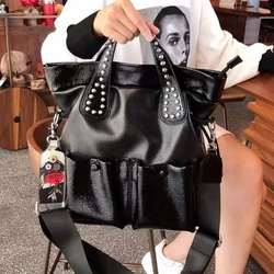 Large Capacity Soft Leather Embossed Shoulder Bag Women New Korean Light Luxury Handbag Sac Poplene Femme Crossbody Travel Bag