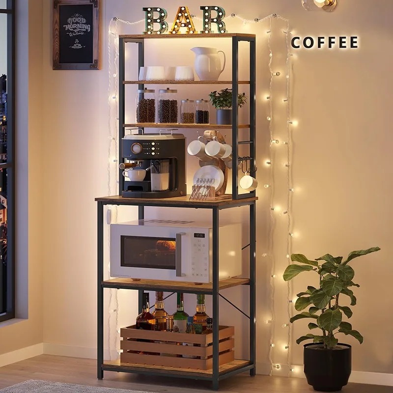 

6-story Kitchen Shelf Coffee Bar Multifunctional Bread Oven Microwave Storage Rack