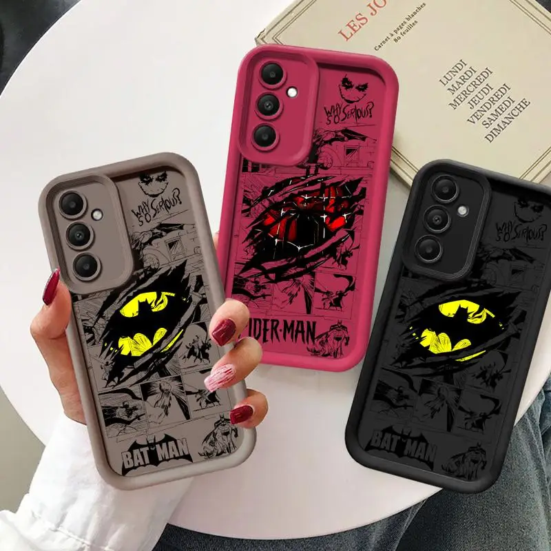 B-Batman Spider S-Superman Logo Case for Samsung Galaxy A24 A15 A54 A73 5G A25 A34 A13 A14 4G A23 A33 Silicone Capa Cover