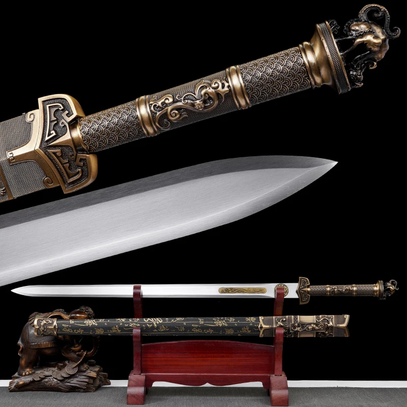 Functional Chinese Jian Sword 1060 Carbon Steel Blade Real Full Tang Sharp Handmade Ready Battle Samurai Swords Dragon Katanas