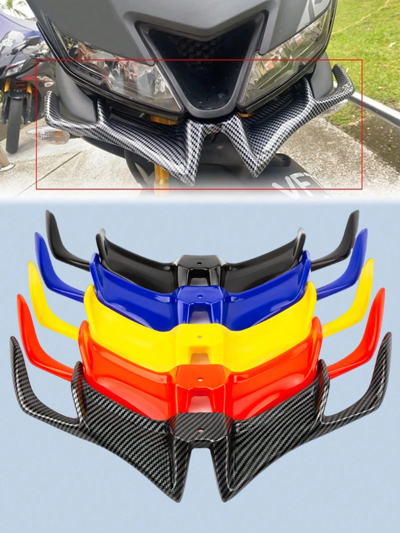 Image of Motorrad Duckbill Wing Front Splitter, ABS Air Dynamics Lip Spoiler, passend für Suzuki/Honda/Yamaha/BMW/Triumph/Harley-Davidson, Rac