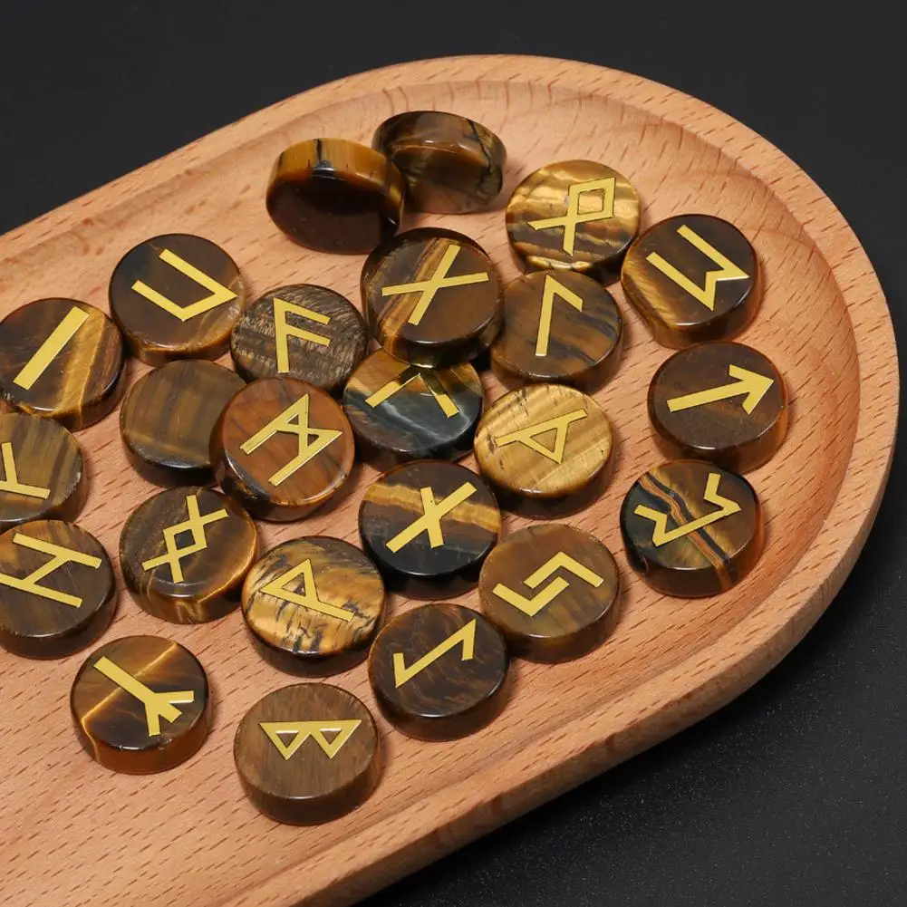 Faux Energy Stones 25pcs Faux Agate Rune Stone Set Nordic Alphabet Divination Stones Decorative Witchcraft Fortune-telling