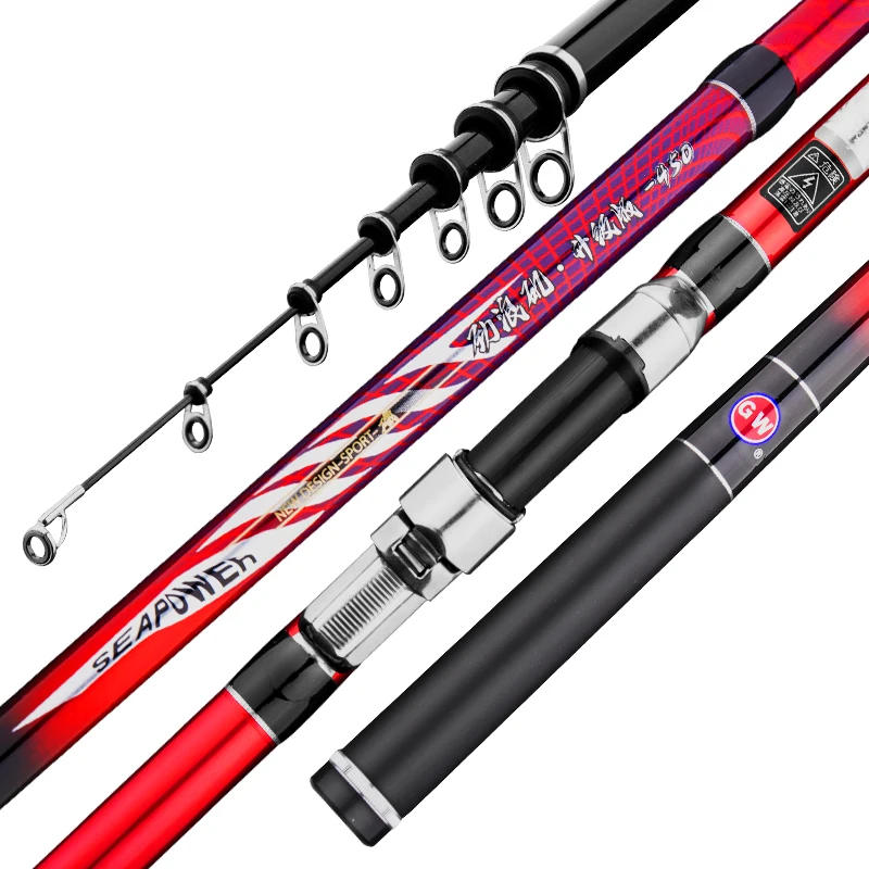 Upaded Gw Jingle Wave Carbon Fiing Rod 5.4m سوبر الصلب ort قسم القفز قضيب خفيف للغاية مسافة صب طويلة