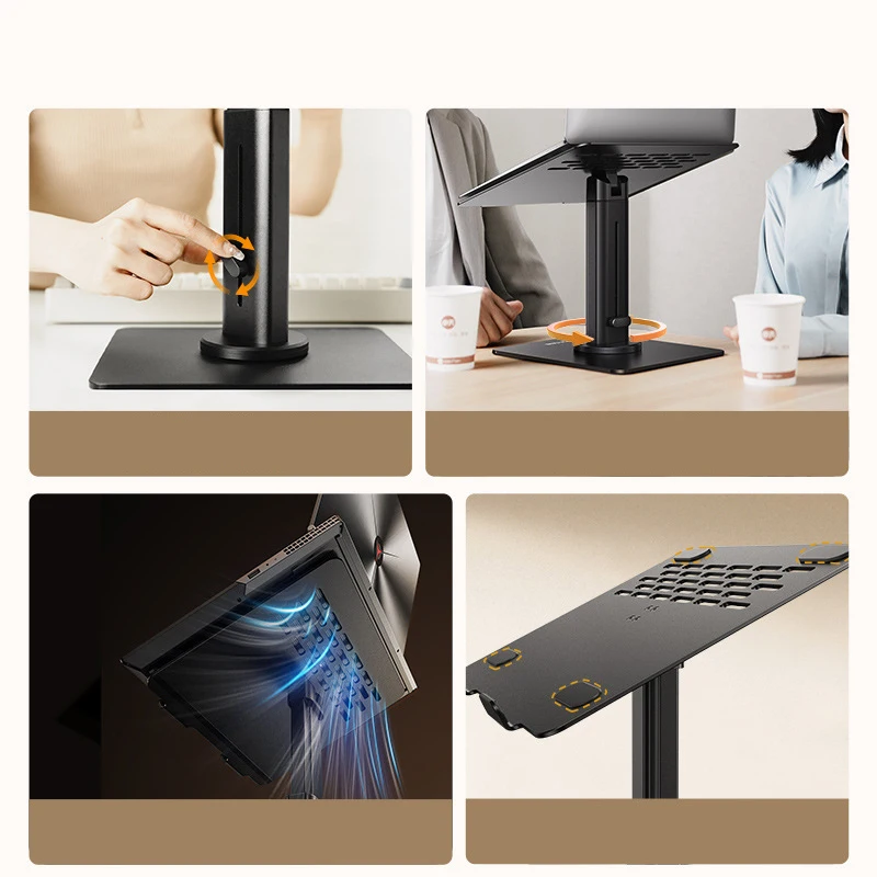 Laptop Stand 360-Degree Rotatable Vertical Bracket Suspended Heat Dissipation Liftable Desktop Heightening Aluminum Alloy Stand
