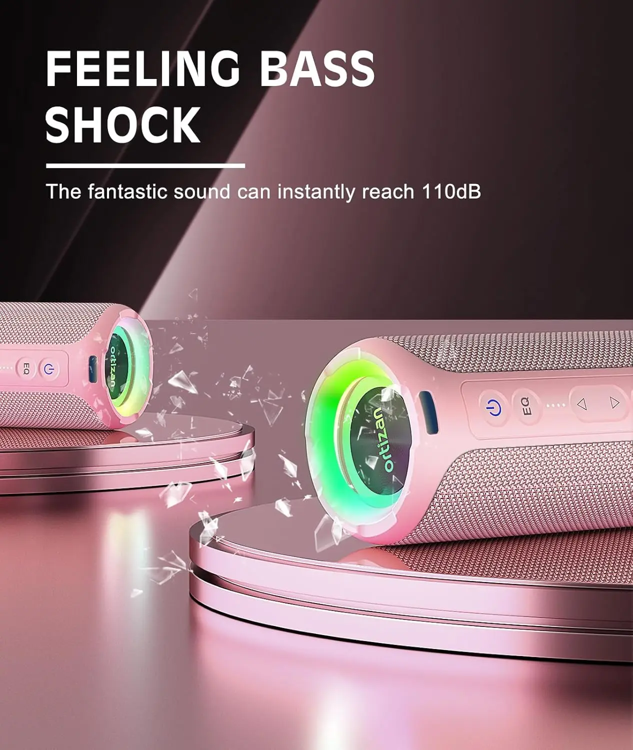 Ortizan X8 Pro, Waterproof Portable Bluetooth Speaker, RGB Lights, Premium Sound Quality
