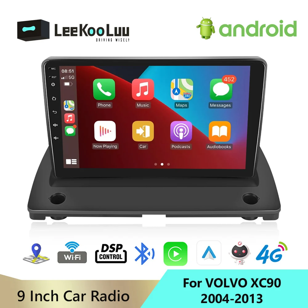 

LeeKooLuu Car Radio 2 din Android 11 Autoradio Multimedia Player 9" GPS Navigation 4G WiFi DSP Carplay For Volvo XC90 2004 -2014