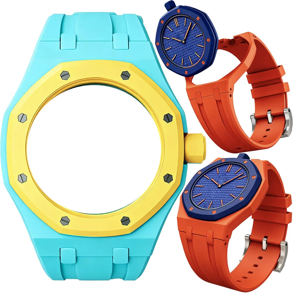 Keramikgehäuse mit Silikonarmband für Swatch X AP Royal Pop Taschenuhr, Umbausatz zur Verwandlung in Armbanduhr mit Biokeramik-Armbändern