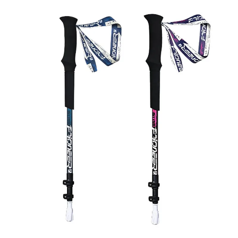 PIONEER Walking Stick 56-135cm Telescopic 3 sections  Carbon Fiber Lightweight Mountain-climbing Crutch Outdoor Hiking