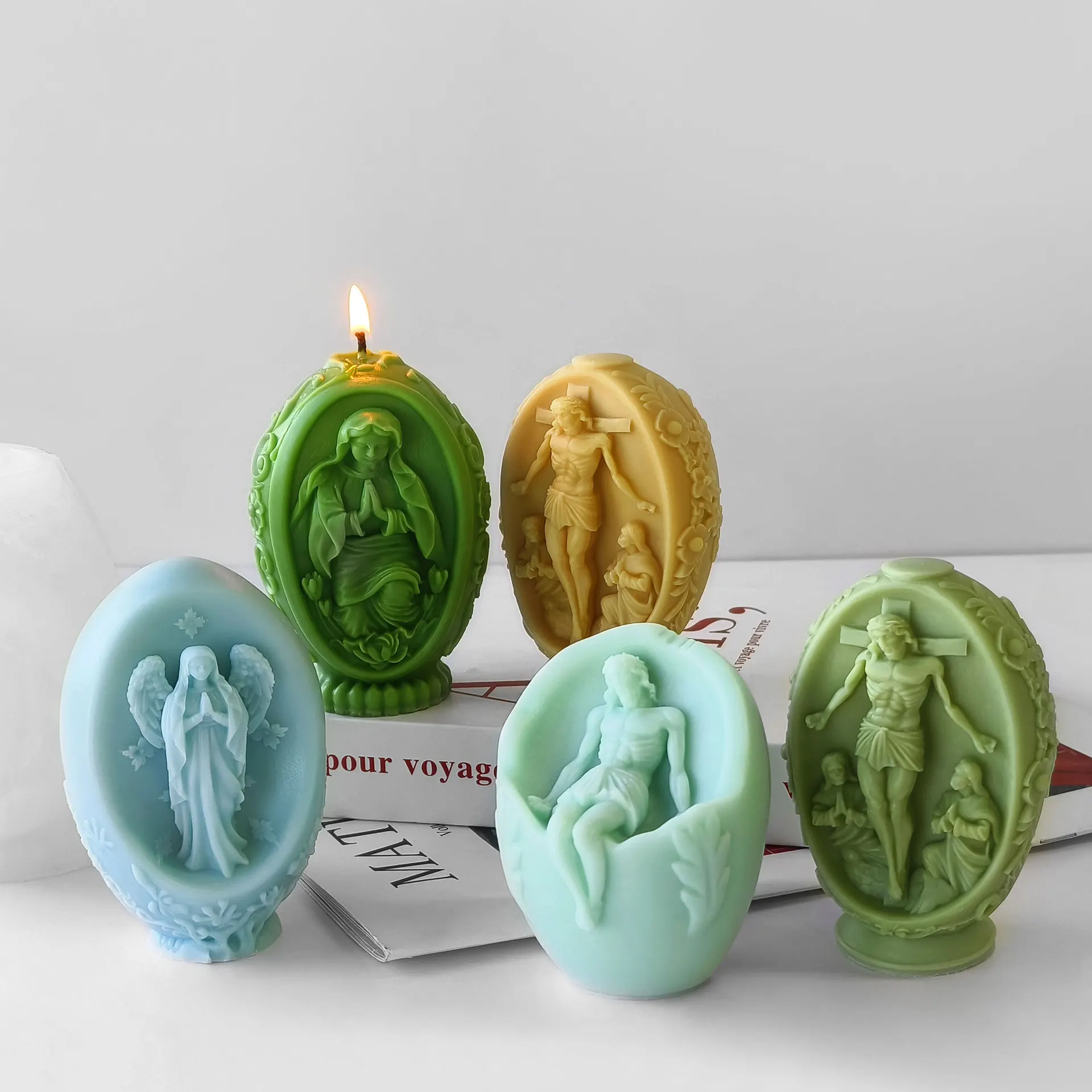 Easter Egg Jesus Silicone Candle Mold Handmade Aroma Plaster Ornaments Mods DIY Creative Easter Decoration Crafts Mould