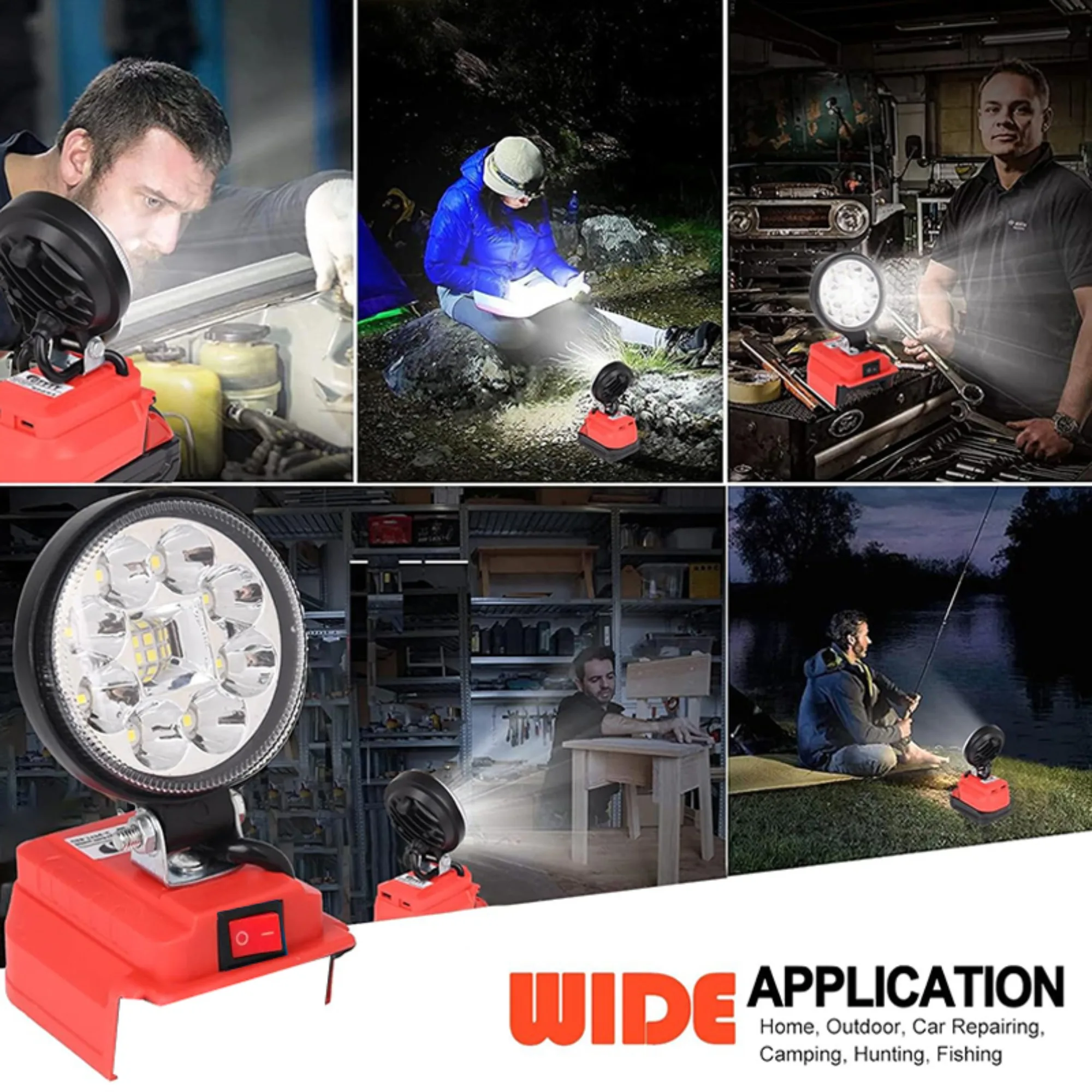 

For Makita Dewalt Milwaukee 18V 20V Li-ion Battery 4 inch LED Work Light Portable Lamp Outdoor Flashlight Camping Lamp Spotlight