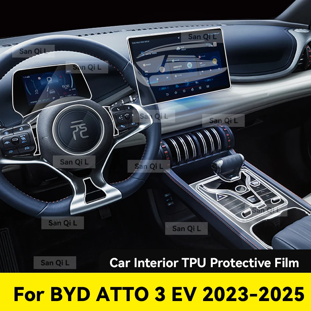 

Интерьер ТПУ для BYD ATTO 3 EV 2023 2024 2025 Защитная пленка, защита от царапин, панель коробки передач, навигационный экран, автомобильный