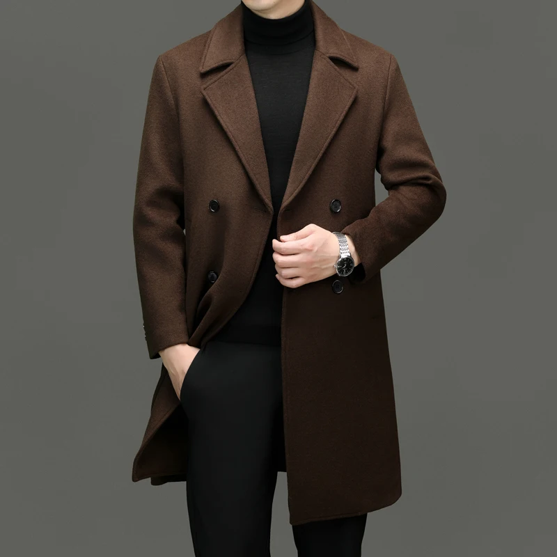 Effortless Men Double Breasted Wool Overcoat Black Gray Coffee Colour Cashmere Coat Winter Autumn Classical Mens Wear Timeless