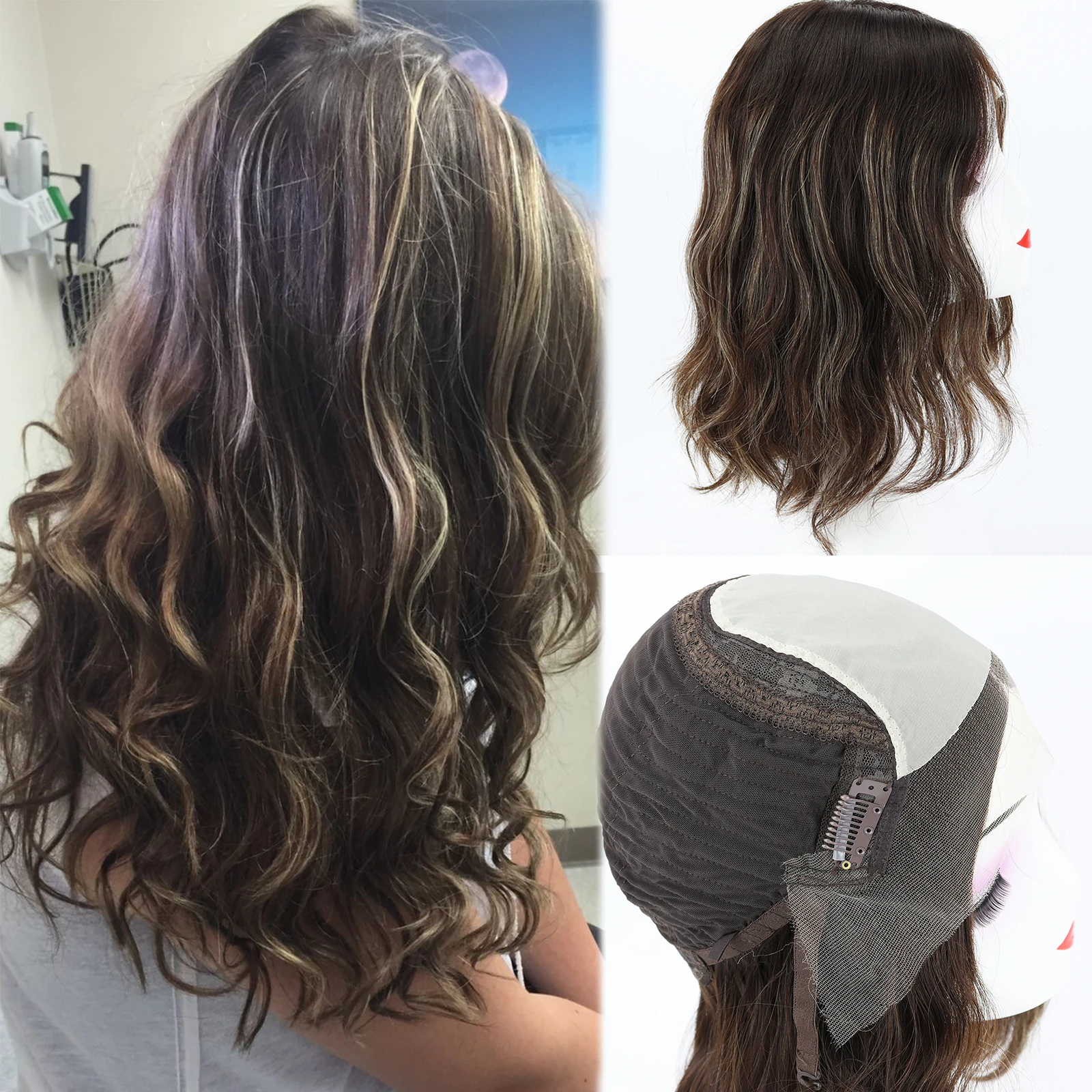 

Sheitels Kosher Wig for Women HD Lace with Silk Fabric Highlight Real Virgin European Human Hair Wig with Clips in Natural Scalp