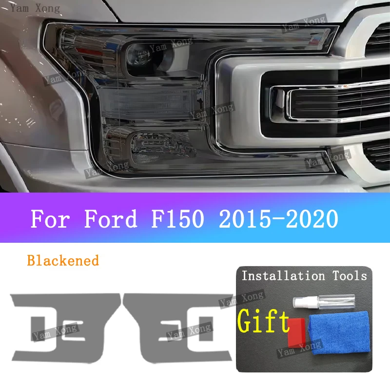 

For Ford F150 Exterior Headlight tpu Transparent Protective Anti-Scratch Sticker Front Light Black Smoke Cover Film Foil Armored