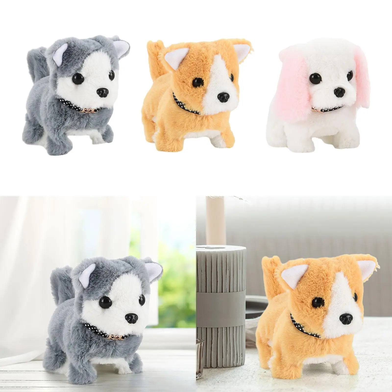 لعبة الكلب القطيفة التفاعلية الإلكترونية، لعبة التعليم المبكر المبتكرة اللطيفة للمشي والنباح والذيل للأولاد والبنات هدية عيد ميلاد