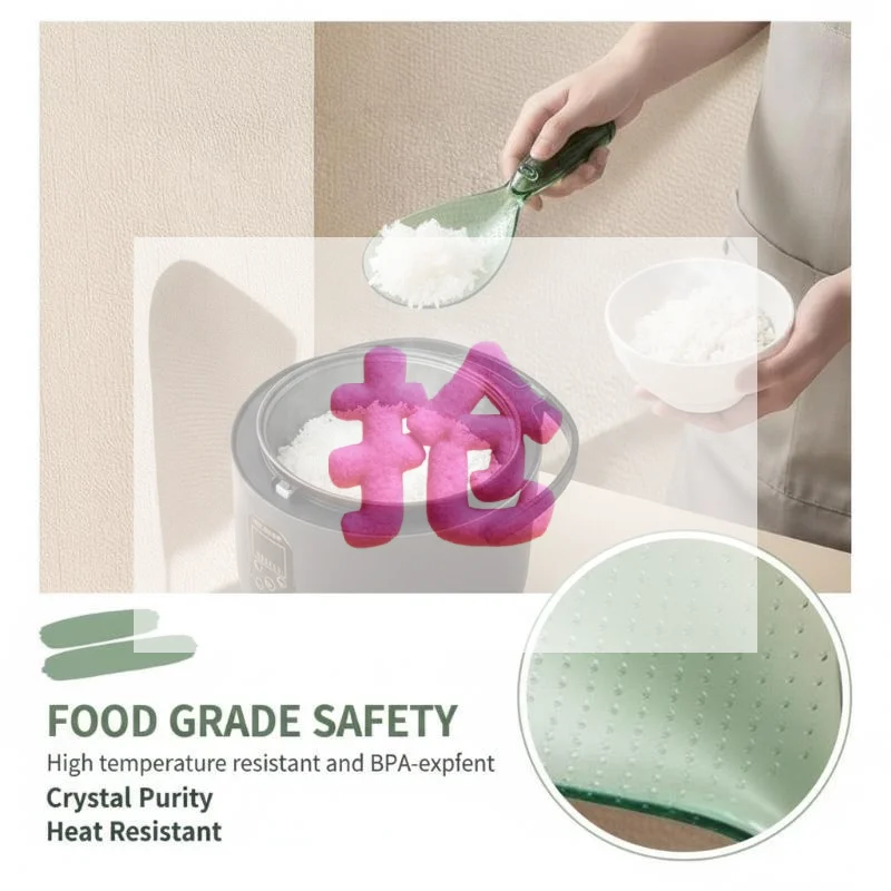 Standable Rice Spoon Non Sticky Rice Serving Scoop Thick Transparent PVC Rice Paddle Heat Resistant For Kitchen Rice Cooker Use