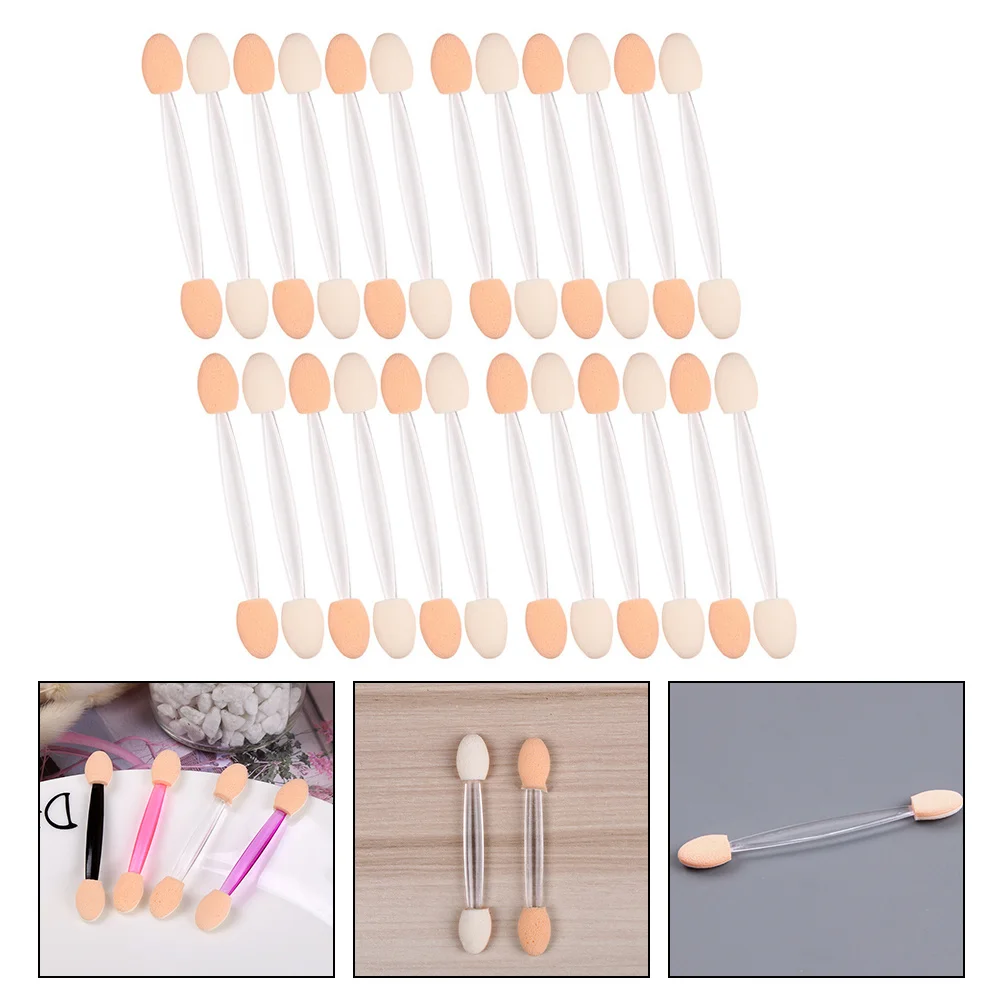 Brosse à fard à paupières double extrémité, baguette robuste, têtes sécurisées, facile à transporter, accessoires de maquillage, brosse à fard à paupières à double face, 50 pièces