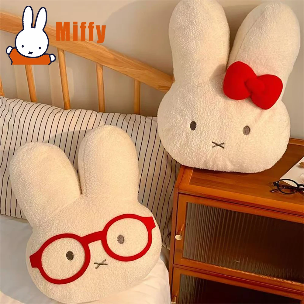 

Kawaii Miffy Plush Doll Cute Pillow Ultra Soft Fluffy Oversized Red Bow Sofa Cushion Bed Room Student Dormitory Decor Girl Gift