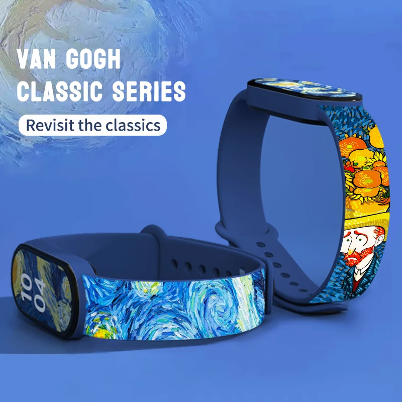 Van Gogh Printed Strap for Xiaomi Mi Band 7 6 5 4 3 Replaceable Bracelet Famous Oil Painting Watchband Sport Wristband