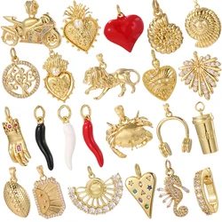 Gothic Chili Palm Charms for Jewelry Making Gold Color Heart Ocean Pendant Diy Bracelet Necklace Earrings Key Chain Accessories