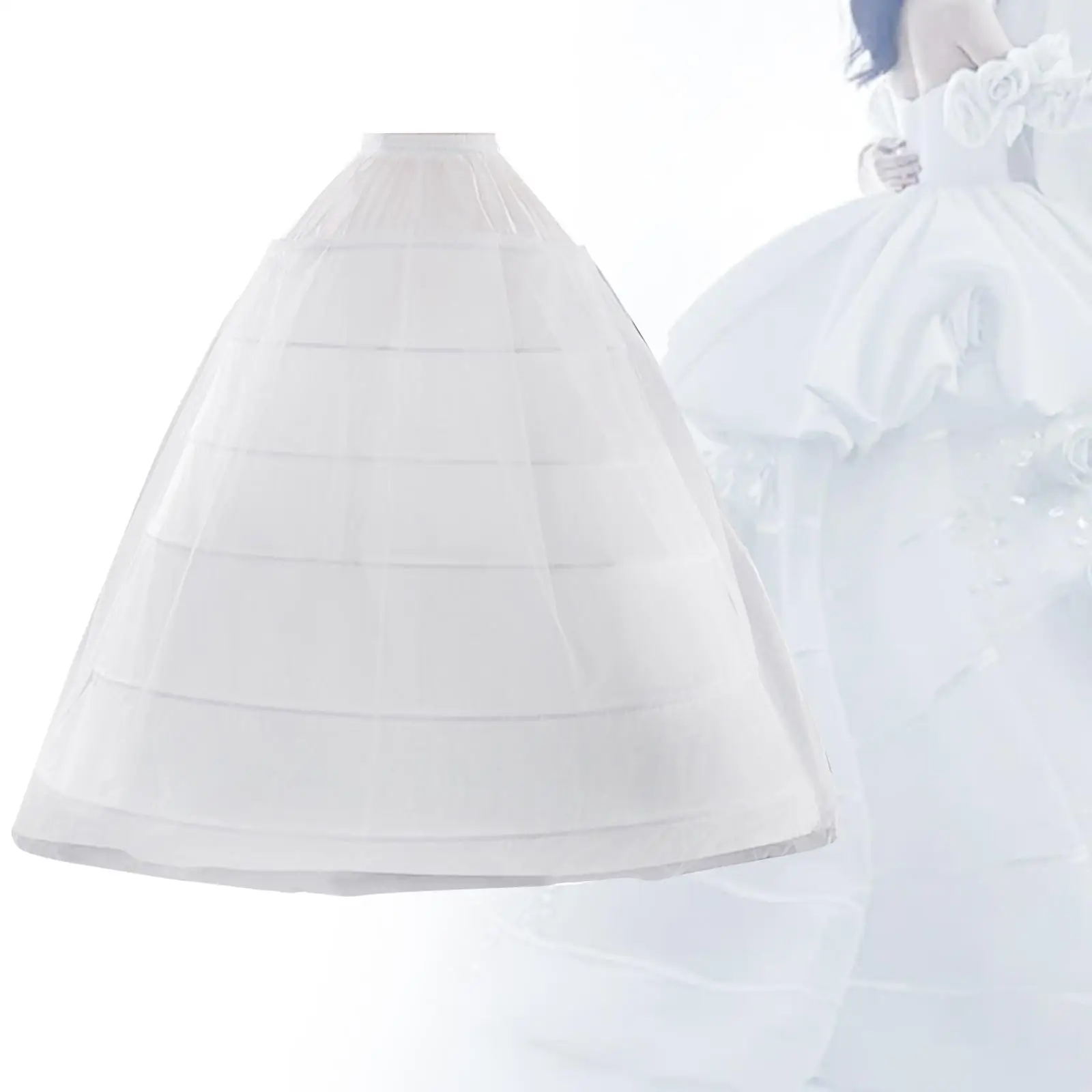 

Wedding Dress Petticoat Double Layers Tulle with Hoops Long Wedding Petticoat Slips for Performance Bridal Lolita Evening White