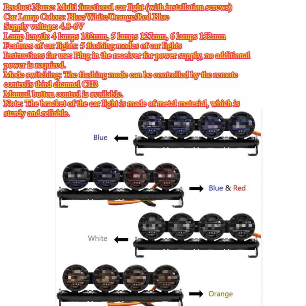 RC Crawler LED Spot Light Lamp For Axial SCX10 90046 D90 TRX4 CC01 1/10 Scale customizable size Upgrade Decor Accessories