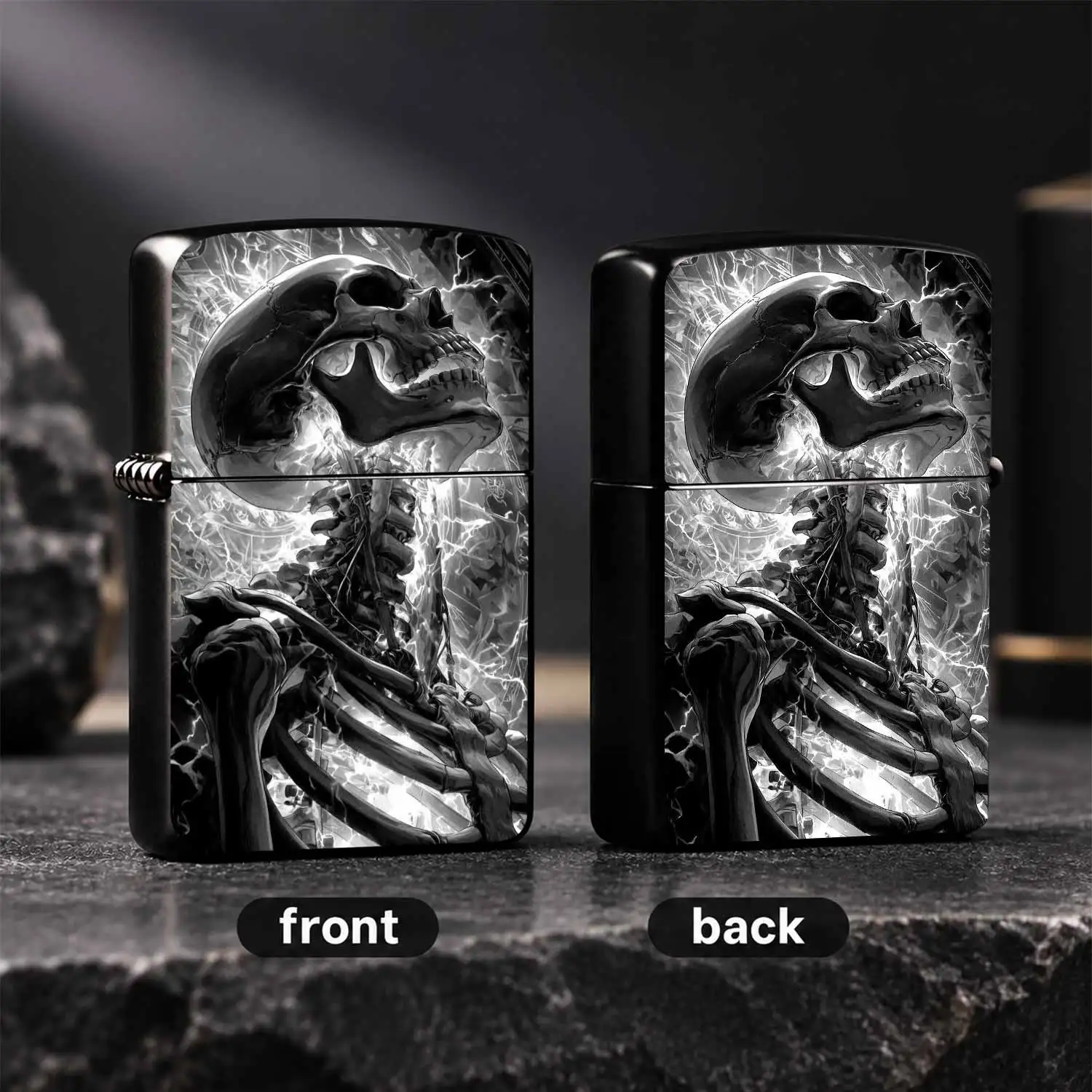 Stylish Dark Skeleton Spirit Lightning Themed Portable Igniter, Artistic Creative Pattern For Outdoor Camping, Daily Incense Lighting, Home Aromatherapy, Picnic Gatherings, Versatile Practical Collectible Gift For Friends A Humorous And Int