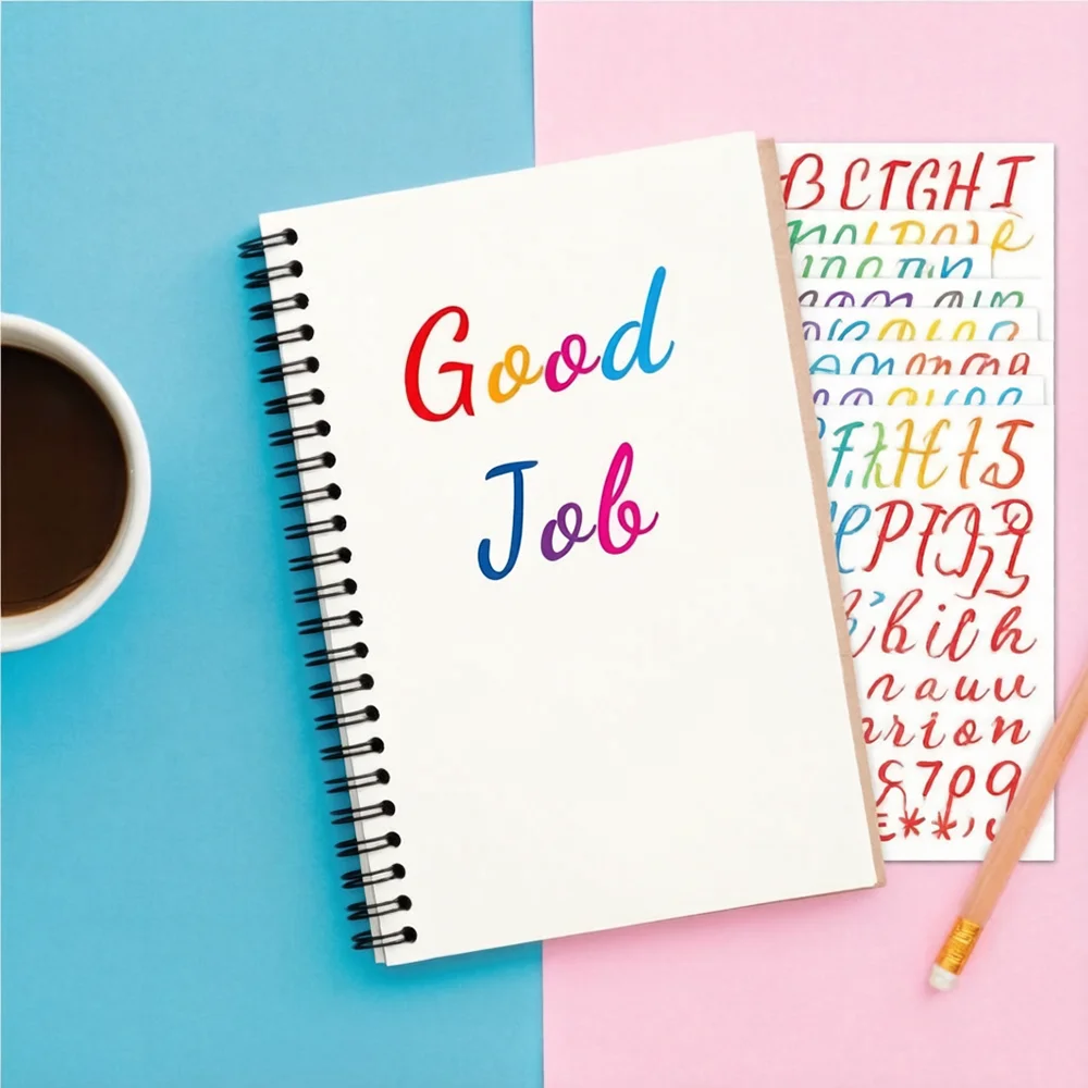 5Pcs/set 26 Alphabet A-Z Planner Stickers Waterproof Colorful Creative DIY Handwritten Form Number Sticker For Kids Cup Laptop