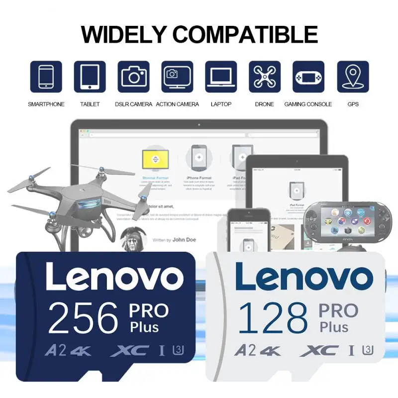 Lenovo-tarjeta de memoria Micro TF Original Class10, 64GB, C10, TF, Micro TF, SD, 128GB, 256GB, 512GB, U3, 4K, para teléfono, cámara de Dron