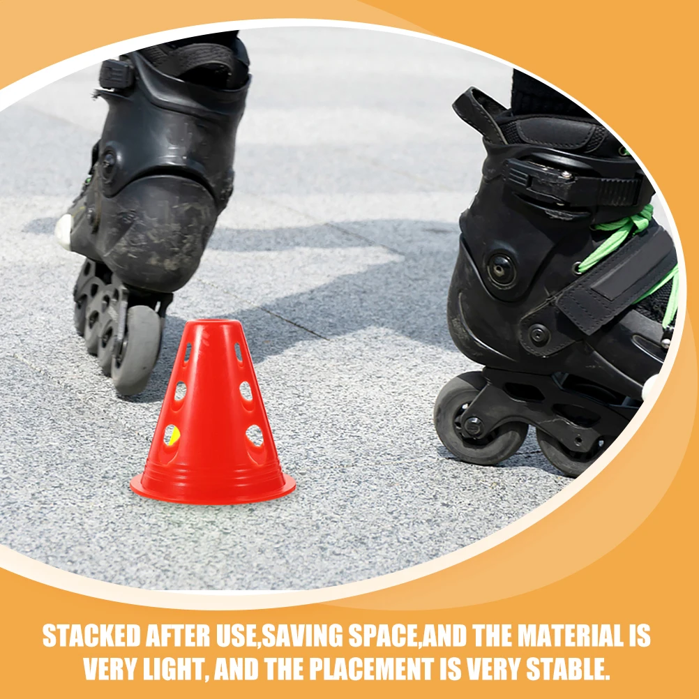 

30pcs Anti Wind Holes 8CM Roller Skating Cones Sports Training Markers Bright Colorful Plastic Stacking Reusable Stable