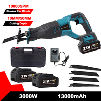 3000W 10000SPM Electric Reciprocating Saw Electric Chainsaw Saber Saw Portable Cordless Power Tool 13000mAh Battery
