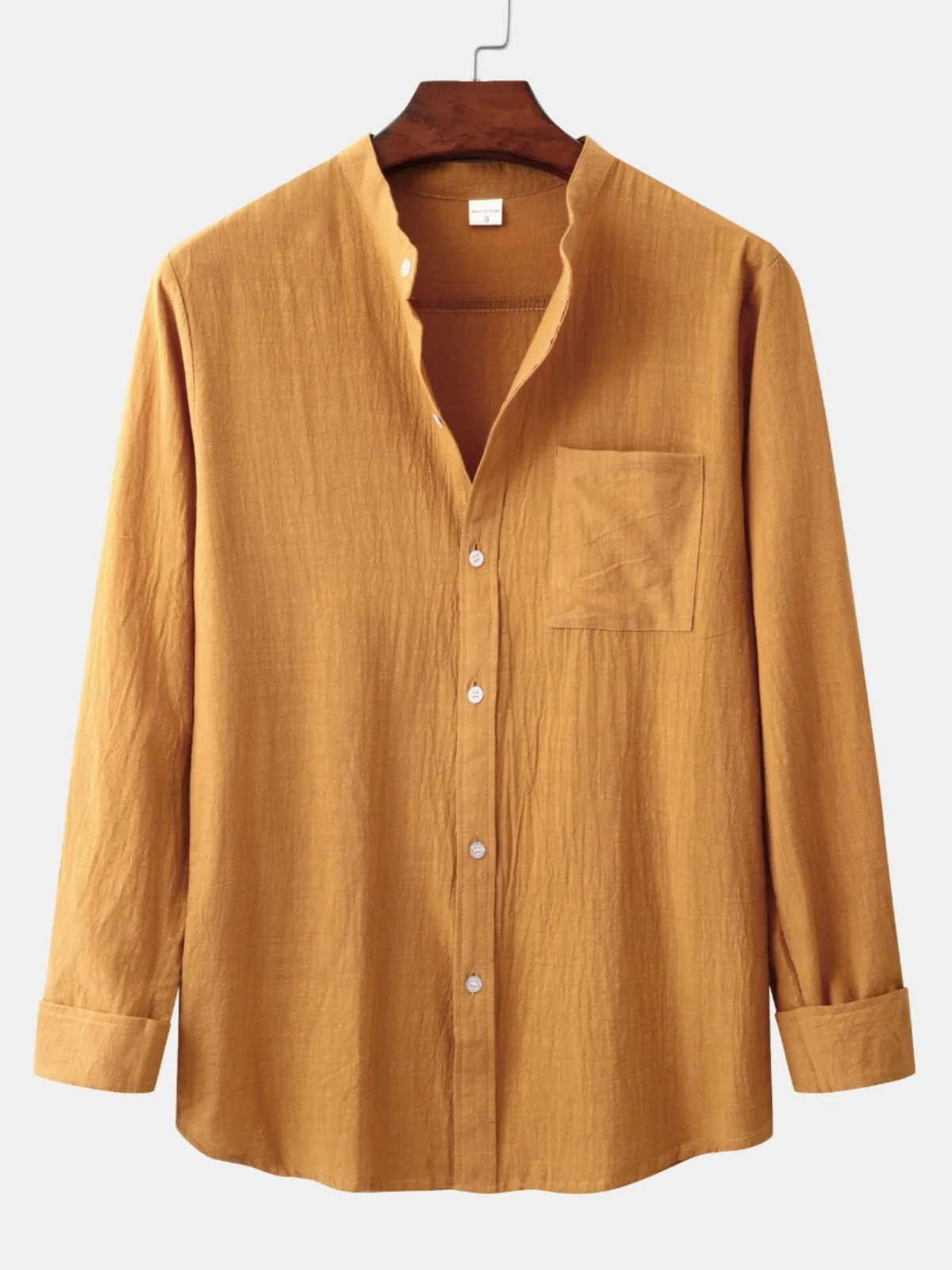 

Faionable Pure Color Long Sve Standup Collar irt Youth Sle Slim Fit irt Polyester Fiber Four Seasons Univ...