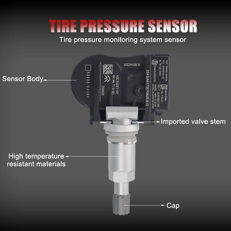 Auto 433MHz TPMS Sensore di Pressione Dei Pneumatici Per Hyundai Elantra i30 Grandeur Ioniq Kona Kia Optima Genesis G90 52933F2000 52933D4100