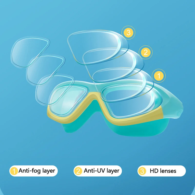 Gafas de natación con tapones para los oídos para niños, lentes HD antivaho, protección de silicona, para niños de 4 a 15 años, juego 2 en 1