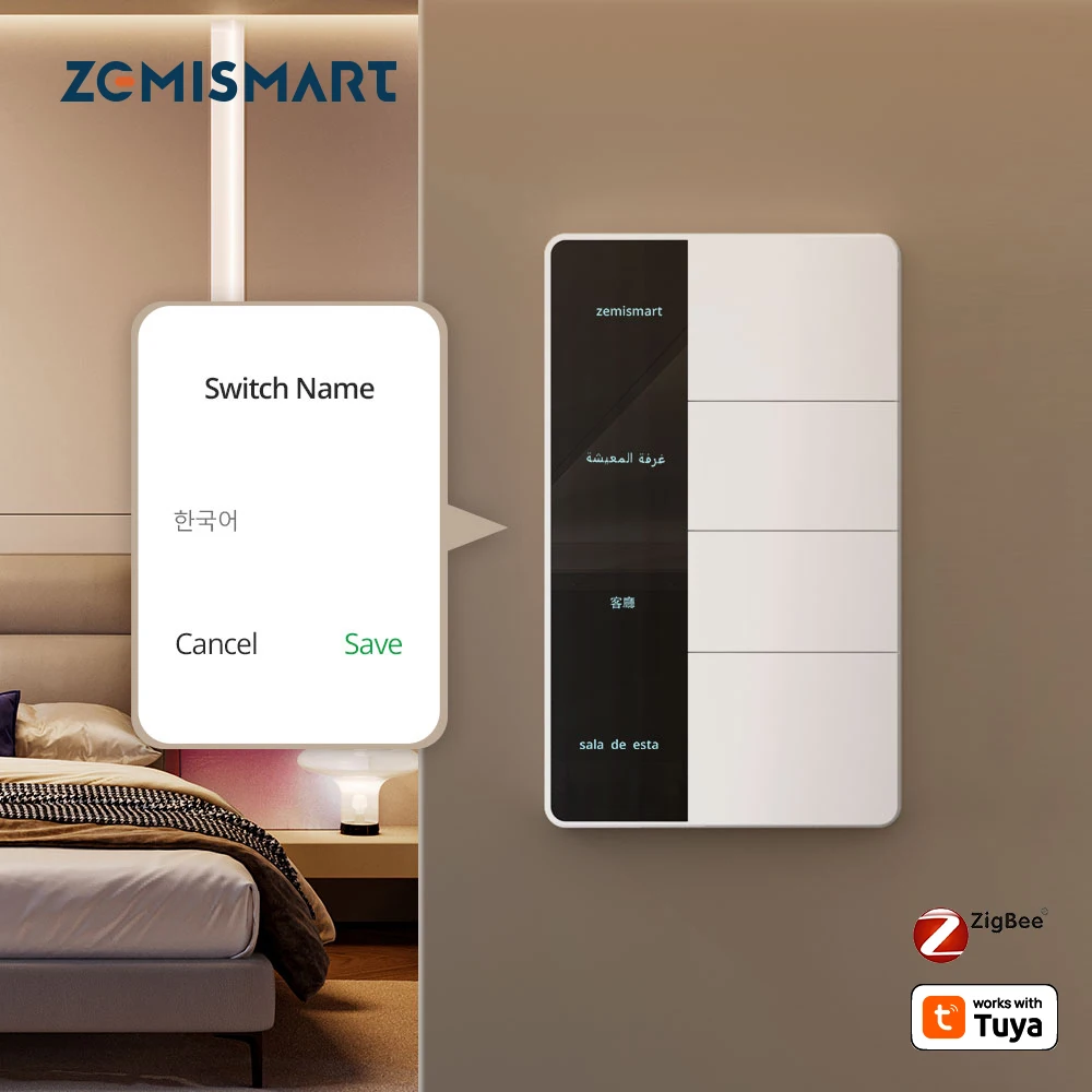 

Zemismart Zigbee Display Switch США Большая кнопка DIY Выключатель света работает с Tuya Alexa Google Home ( требуется концентратор Tuya Zigbee)