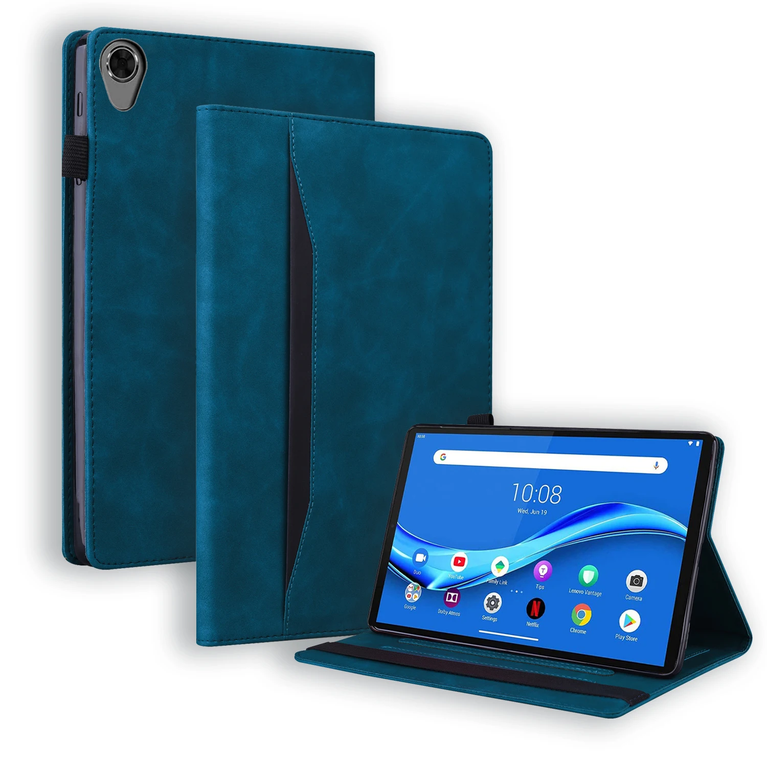 Shockproof Business Cover para Lenovo Tab M8 HD, Muitos Slot Para Cartão Flip Carteira, Sem Suporte De Dormir, Estojo De Couro Com Slot Para Caneta, 8.0"