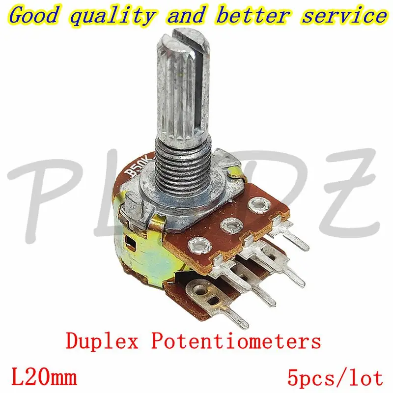 5PCS 6-pin WH148 Duplex Potentiometers B 1K 2K 5K 10K 20K 50K 100K 500K Dual Potentiometer Shaft Length 20 L20MM