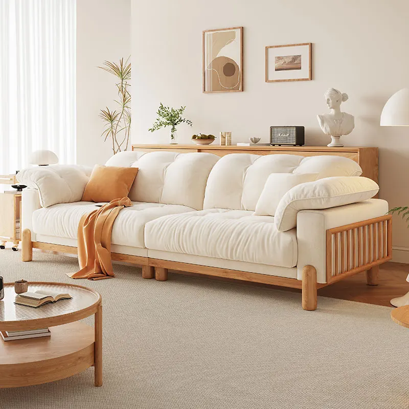Factory Direct 2026 Yi'an Pavilion Japanese-style wabi-sabi sofa, Japanese-style living room solid wood sofa removable and washa