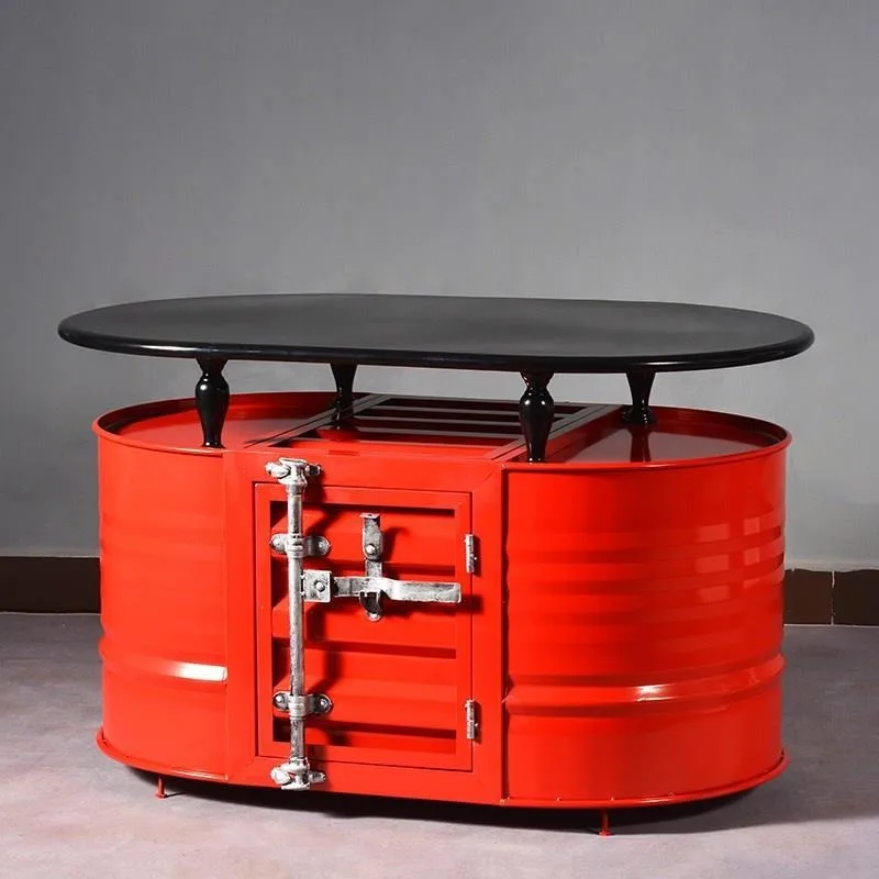 Retro wrought iron industrial style card seat sofa, coffee table group E oil barrel bar hairdresser lounge seat chair