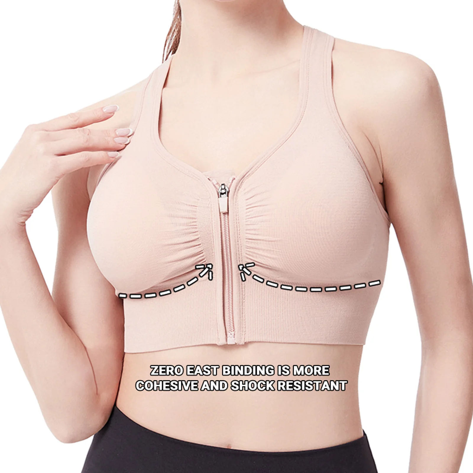 IUSIBRALEA Front Zipper Sports Bra Underwear for Women Girls Shockproof Gathering Large Size Running Yoga Fitness Beautiful Back