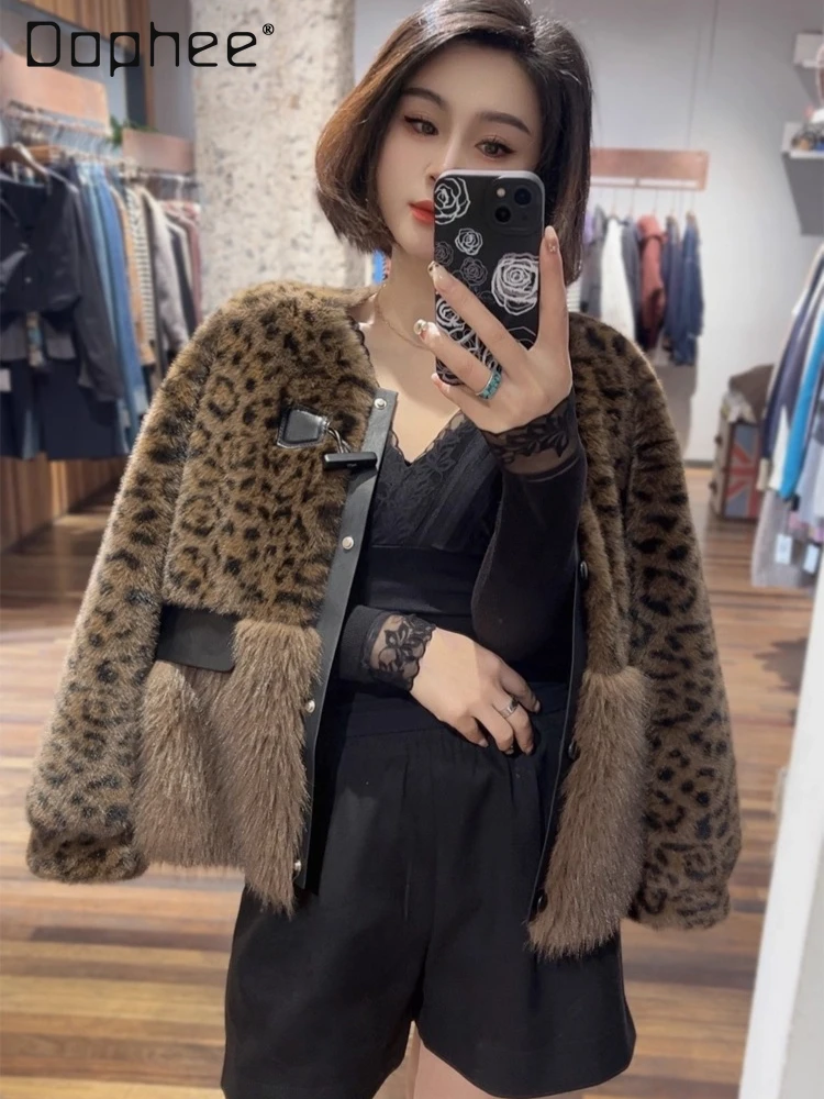 2025 Winter New Elegant Faux Mink Fur Short Coat for Women Fashion Round Neck Long Sleeve Short Mink Eco-Friendly Fur Jacket