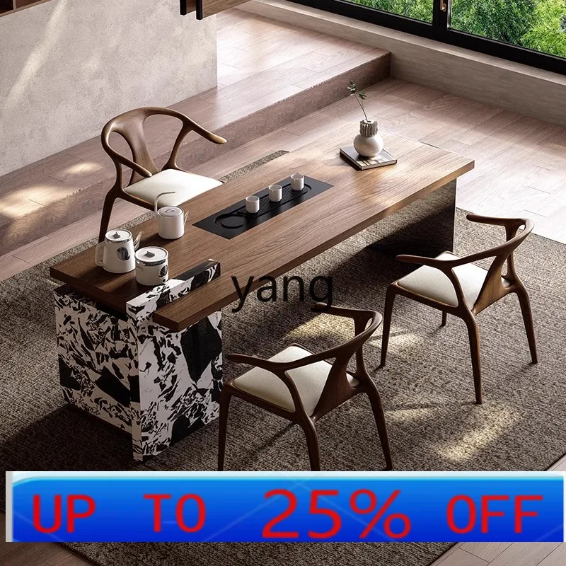 

CX Italian Minimalist Solid Wood Tea Table and Chair Set for Living Room and Office, Integrated Tea Brewing Kung Fu Tea Table